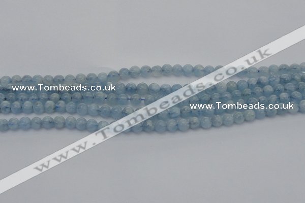 CAQ517 15.5 inches 5mm round AA grade natural aquamarine beads