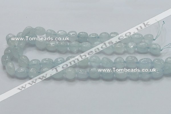 CAQ54 15.5 inches 10*15mm nugget natural aquamarine gemstone beads