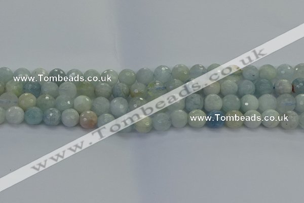 CAQ553 15.5 inches 8mm faceted round natural aquamarine beads