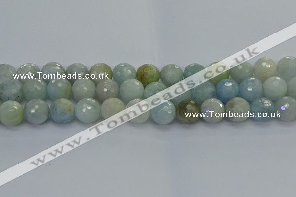 CAQ555 15.5 inches 12mm faceted round natural aquamarine beads