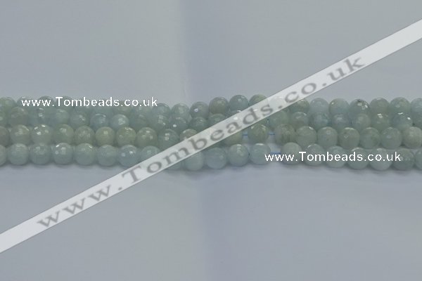 CAQ559 15.5 inches 4mm faceted round natural aquamarine beads