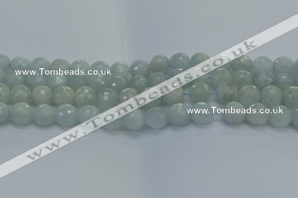 CAQ563 15.5 inches 12mm faceted round natural aquamarine beads