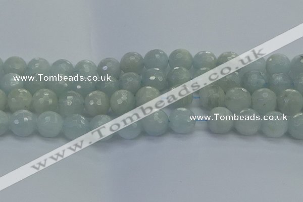 CAQ564 15.5 inches 14mm faceted round natural aquamarine beads