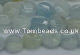 CAQ568 15.5 inches 7mm faceted coin natural aquamarine beads