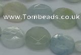 CAQ569 15.5 inches 9mm faceted coin natural aquamarine beads