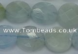 CAQ570 15.5 inches 11mm faceted coin natural aquamarine beads