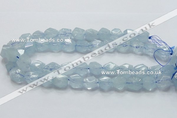 CAQ59 15.5 inches 16*20mm faceted nugget natural aquamarine beads