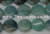 CAQ619 15.5 inches 12mm flat round aquamarine gemstone beads