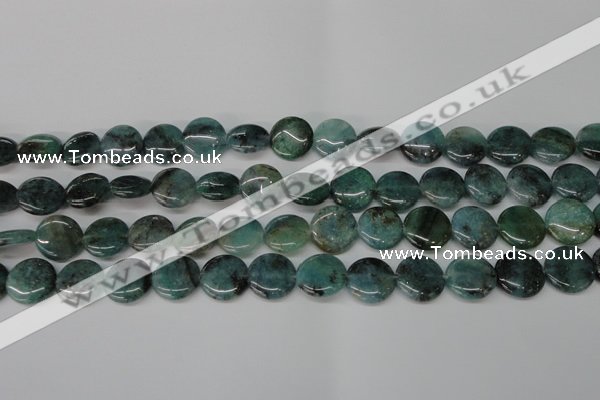 CAQ620 15.5 inches 14mm flat round aquamarine gemstone beads