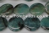 CAQ621 15.5 inches 16mm flat round aquamarine gemstone beads