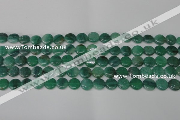 CAQ625 15.5 inches 12mm flat round aquamarine gemstone beads