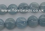 CAQ68 15.5 inches 12*12mm flat round natural aquamarine beads wholesale