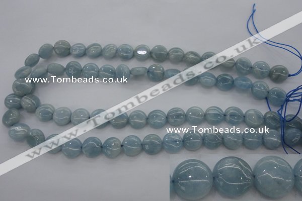 CAQ68 15.5 inches 12*12mm flat round natural aquamarine beads wholesale