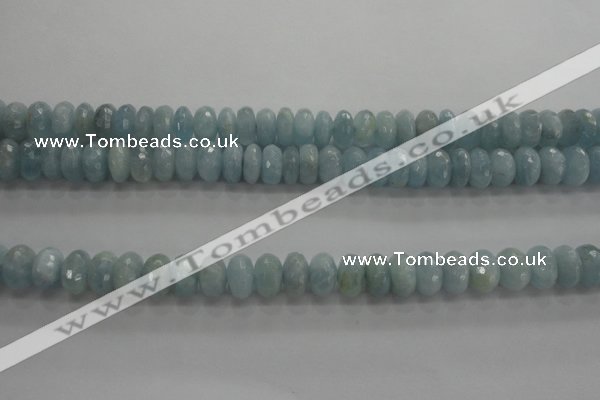 CAQ71 15.5 inches 5*9mm faceted rondelle AB grade aquamarine beads