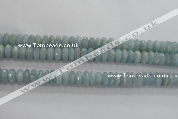 CAQ72 15.5 inches 6*11mm faceted rondelle AB grade aquamarine beads