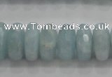 CAQ73 15.5 inches 6*13mm faceted rondelle AB grade aquamarine beads