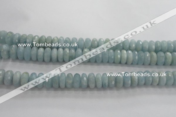 CAQ73 15.5 inches 6*13mm faceted rondelle AB grade aquamarine beads