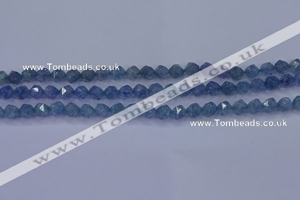 CAQ771 15.5 inches 6mm faceted nuggets imitation aquamarine beads