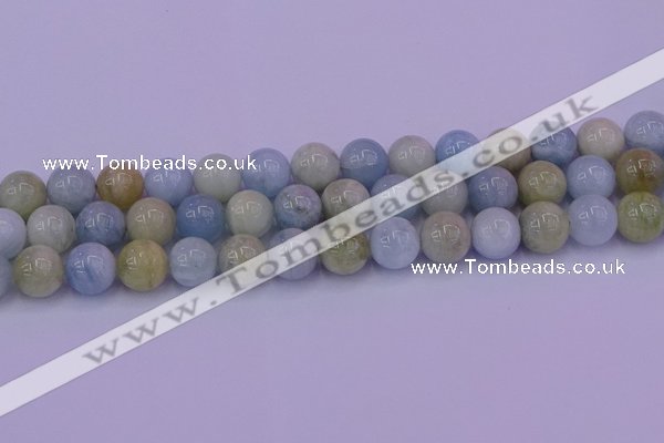 CAQ784 15.5 inches 12mm round natural aquamarine beads