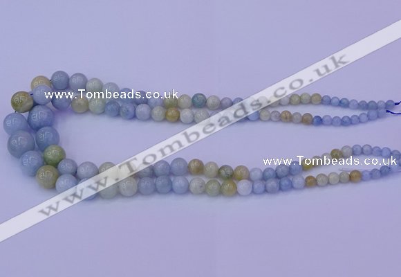 CAQ789 15.5 inches 5mm - 15mm round natural aquamarine beads