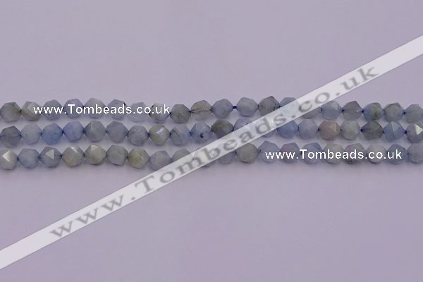 CAQ790 15.5 inches 6mm faceted nuggets aquamarine gemstone beads