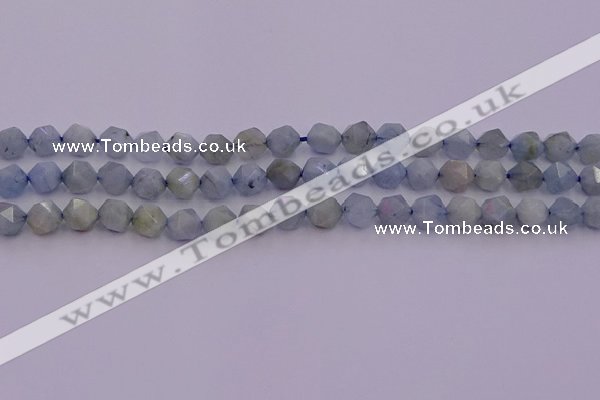 CAQ791 15.5 inches 8mm faceted nuggets aquamarine gemstone beads