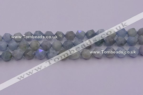 CAQ793 15.5 inches 12mm faceted nuggets aquamarine gemstone beads