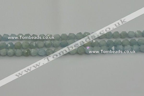 CAQ796 15.5 inches 6mm faceted nuggets aquamarine gemstone beads