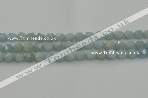 CAQ798 15.5 inches 10mm faceted nuggets aquamarine gemstone beads