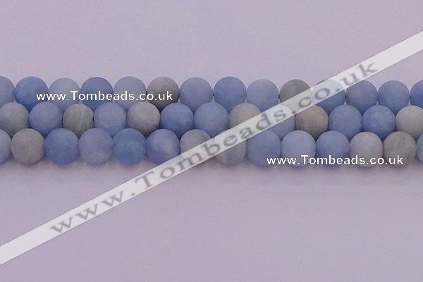 CAQ813 15.5 inches 10mm round matte aquamarine beads wholesale