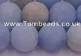 CAQ814 15.5 inches 12mm round matte aquamarine beads wholesale