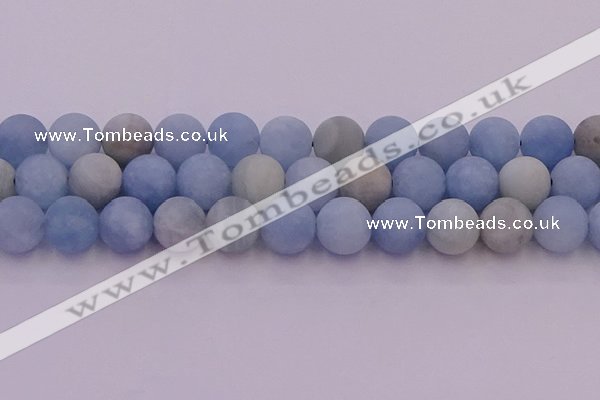 CAQ814 15.5 inches 12mm round matte aquamarine beads wholesale