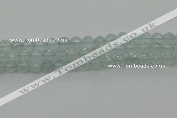 CAQ821 15.5 inches 8mm faceted round aquamarine beads wholesale