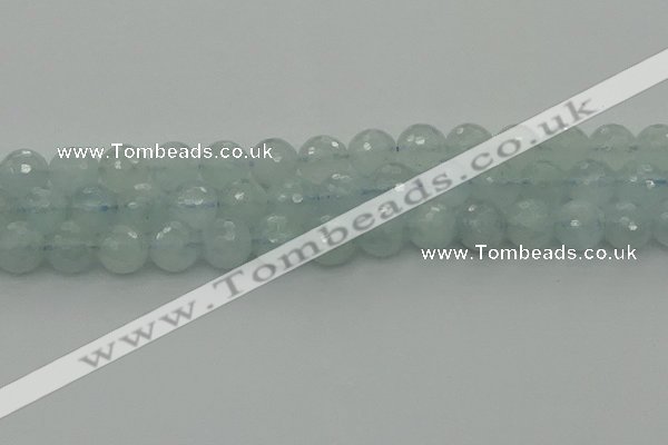 CAQ822 15.5 inches 10mm faceted round aquamarine beads wholesale