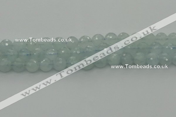 CAQ822 15.5 inches 10mm faceted round aquamarine beads wholesale