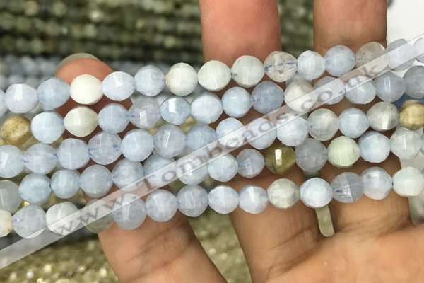 CAQ825 15.5 inches 6mm faceted round natural aquamarine beads