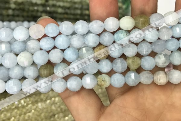 CAQ826 15.5 inches 8mm faceted round natural aquamarine beads