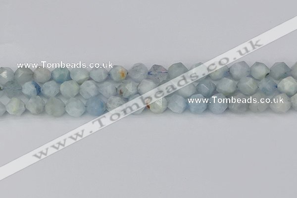 CAQ833 15.5 inches 10mm faceted nuggets aquamarine beads