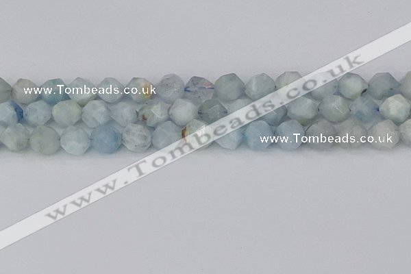 CAQ834 15.5 inches 12mm faceted nuggets aquamarine beads