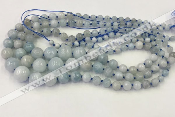 CAQ846 15.5 inches 6mm - 16mm round aquamarine graduated beads