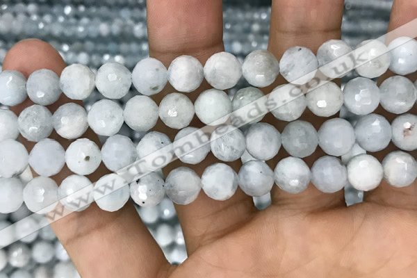 CAQ849 15.5 inches 8mm faceted round aquamarine beads wholesale