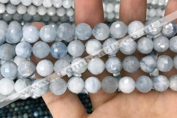 CAQ850 15.5 inches 10mm faceted round aquamarine beads wholesale