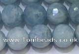 CAQ871 15.5 inches 8mmm faceted round aquamarine beads wholesale