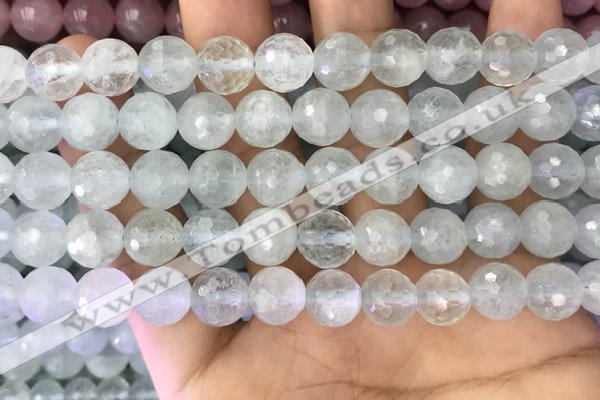 CAQ877 15.5 inches 10mm faceted round aquamarine gemstone beads