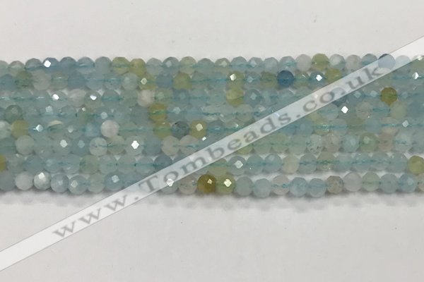 CAQ881 15.5 inches 3.5mm faceted round tiny aquamarine beads