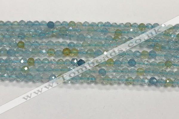 CAQ883 15.5 inches 3.5mm faceted round tiny aquamarine beads