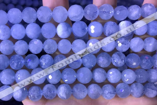 CAQ888 15.5 inches 9mm faceted round natural aquamarine beads