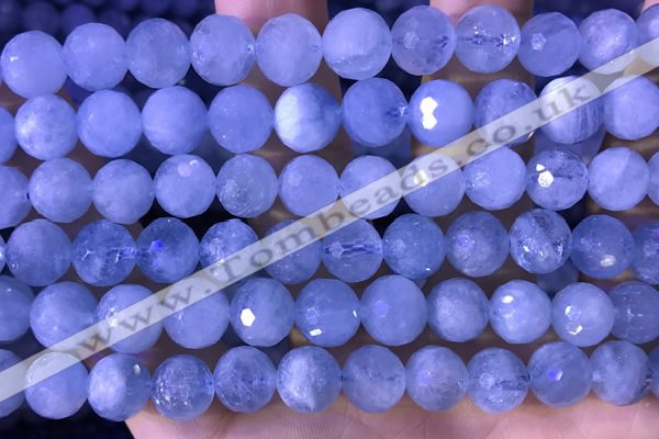 CAQ889 15.5 inches 10mm faceted round natural aquamarine beads