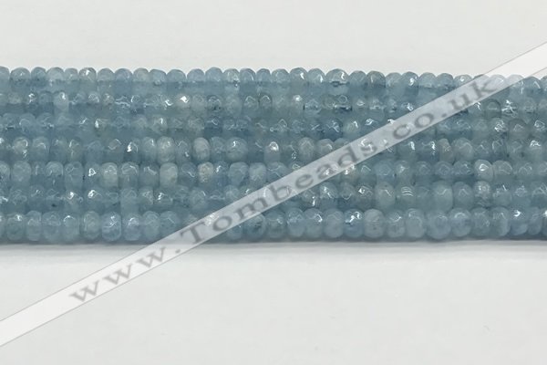 CAQ890 15.5 inches 3.5*6mm faceted rondelle aquamarine beads