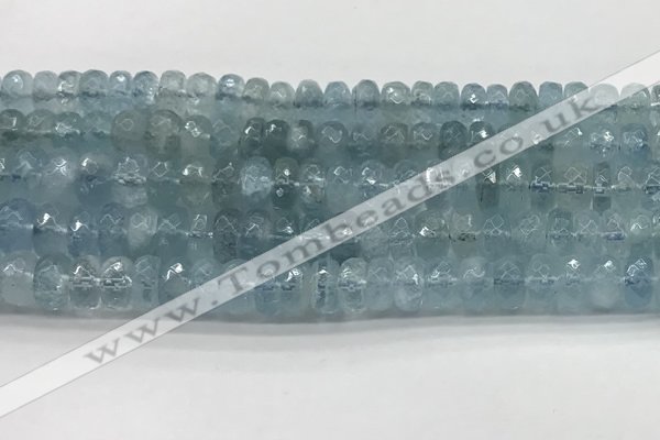CAQ893 15.5 inches 5*9mm - 5*10mm faceted rondelle aquamarine beads